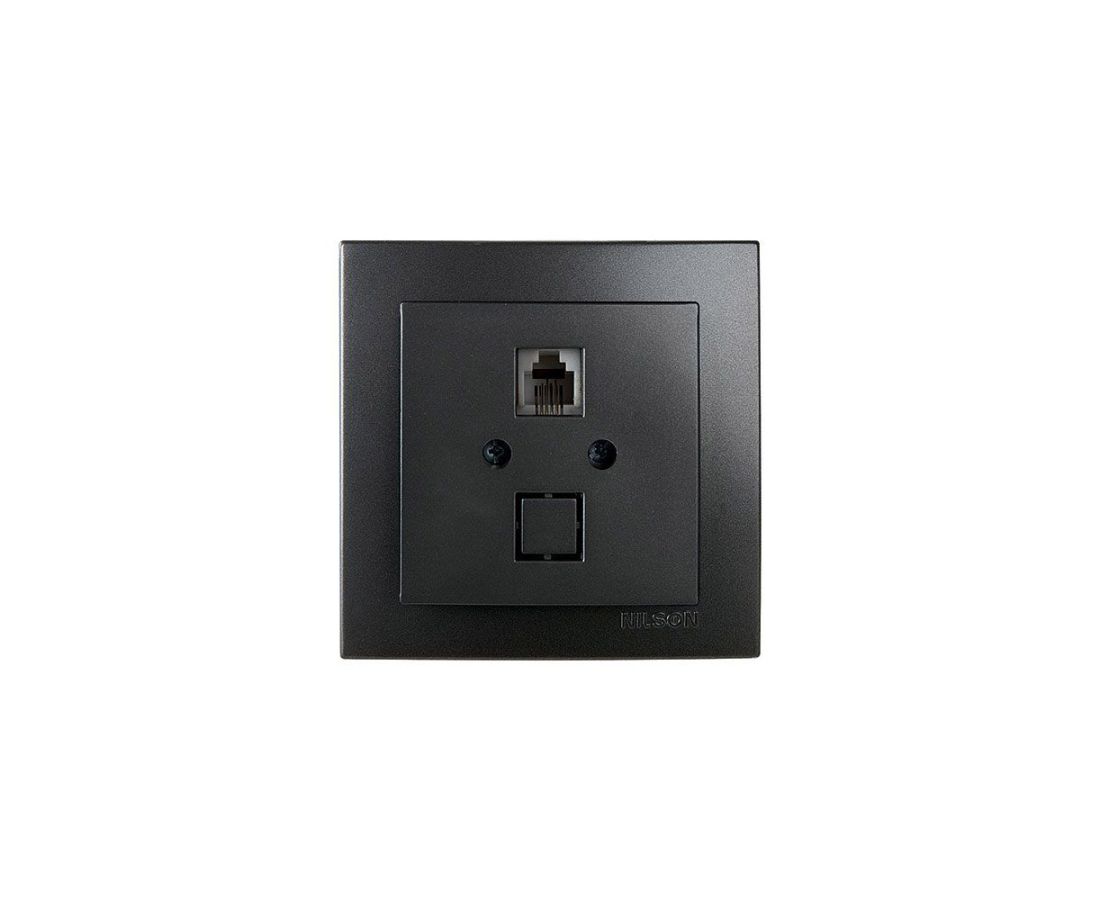 როზეტი ტელეფონის RJ11 touran black - 24221040 — როზეტები და ჩამრთველები